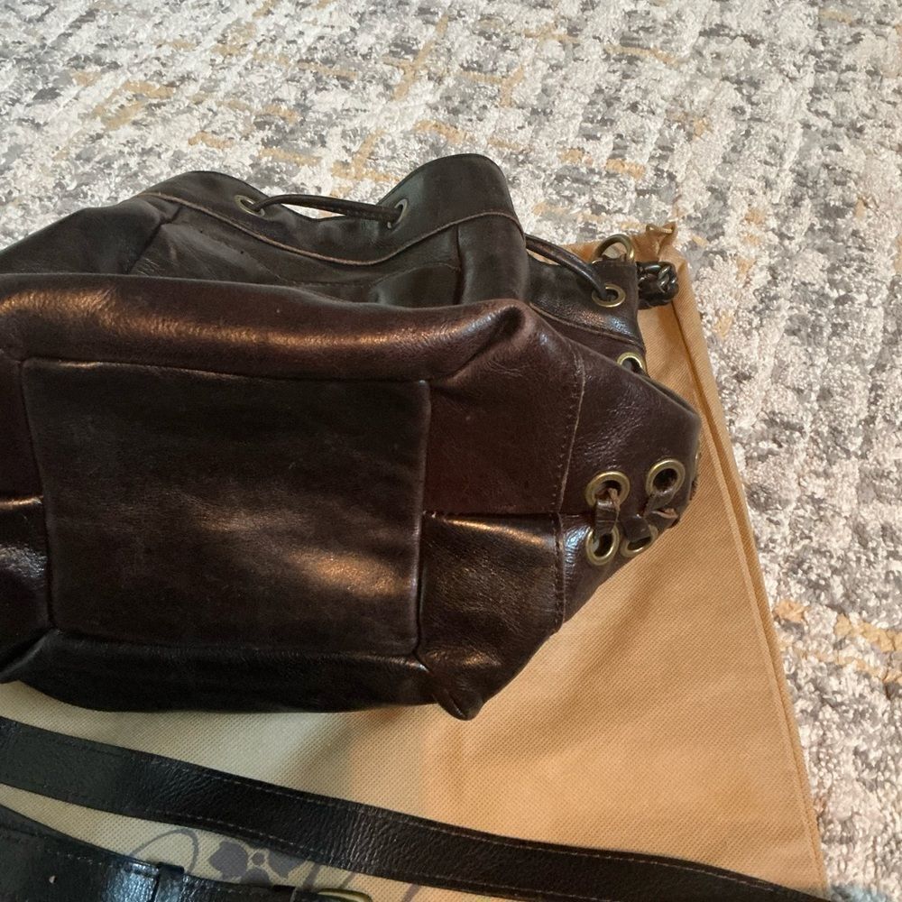 PATRICIA NASH MARTINA DISTRESSED BUCKET BAG! DARK BROWN, EUC! - Picture 6 of 13